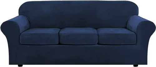 Vista 17 de Funda de terciopelo de lujo con fundas de cojín de asiento separadas, funda de sofá de alta elasticidad, fundas de sofá de felpa ultra suave, Marrón