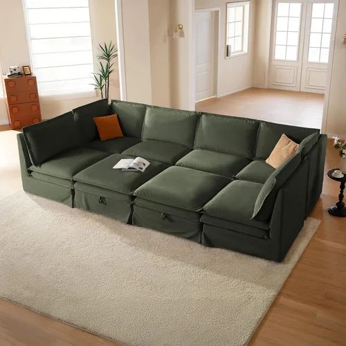 Vista 11 de Juego de sofá de 2 piezas de gran tamaño de 125 pulgadas para sala de estar, funda extraíble lavable, cómodo sofá nube de 3 plazas y sofá biplaza