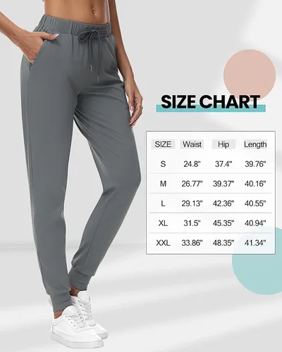 Vista 6 de 2 piezas de pantalones deportivos para mujer, pantalones deportivos de descanso con cordón, pantalones deportivos de cintura alta con bolsillos
