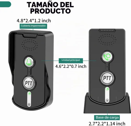 Vista 4 de Timbre de puerta inalámbrico, intercomunicador de 2 vías, puerta de comunicación, timbre con altavoz con control de volumen de largo alcance de 3280