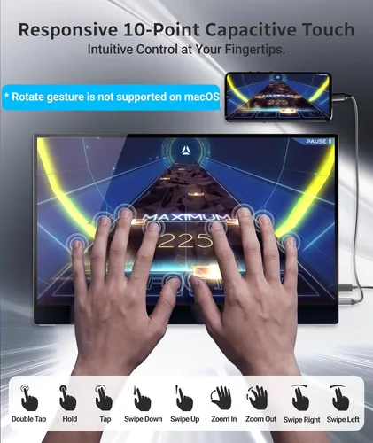 Vista 2 de Ingnok Monitor de pantalla táctil para computadora portátil,USB dual C