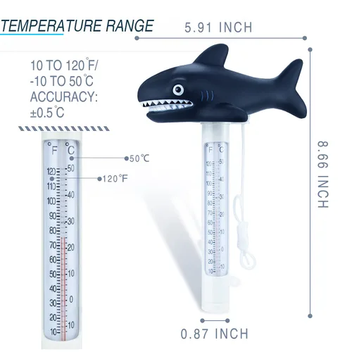 Vista 2 de Termómetro flotante de 2 piezas para piscina con estanque de cuerda termómetro de temperatura del agua con lecturas precisas de temperatura