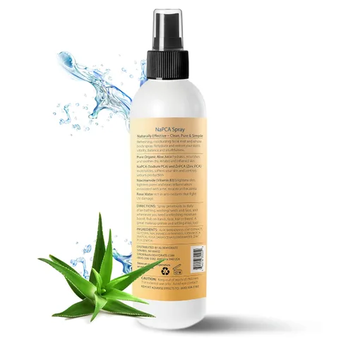 Vista 2 de NaPCA - Spray hidratante facial y corporal. Spray facial hidratante de PCA y aloe vera de sodio, sensación ligera, refresca, calma, restaura