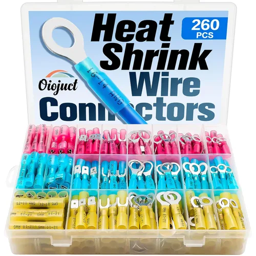 Vista 9 de 90 piezas de conectores de cables termorretráctiles eléctricos - Kit de Oiojuct para alambres marinos y automotrices, surtido de terminales