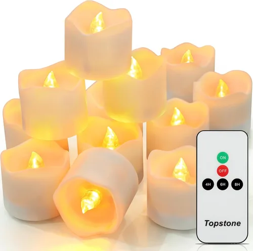 Vista 8 de Topstone Velas electrónicas LED sin llama que cambian de color con control remoto, 7 colores de rotación automática, funcionan con pilas, más de 400