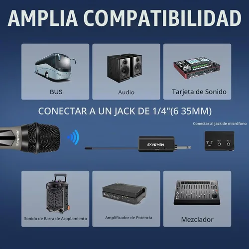 Vista 3 de NEW BAXS Micrófonos inalámbricos, sistema de micrófono dual de karaoke, Microfonos Inalambricos con receptor recargable, juego de micrófono dinámico