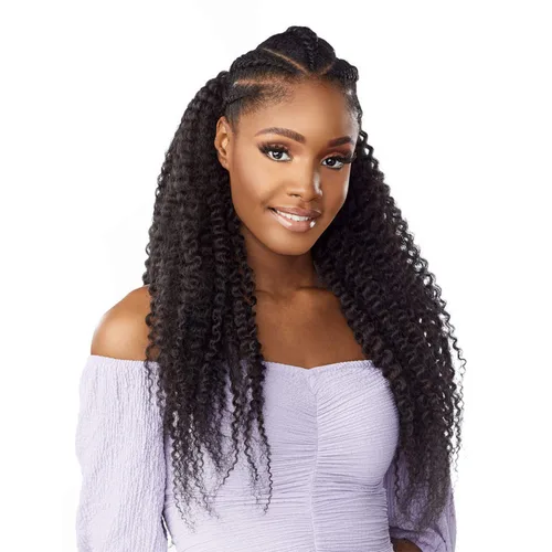 Vista 4 de Sensationnel Lulutress - Cabello trenzado de ganchillo – 3 rizos de goteo de 20 pulgadas totalmente plegados (1 negro azabache)