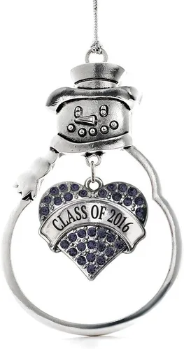Vista 13 de Inspired Silver - Fuerza Aérea - Adorno de Navidad plateado - Adorno de árbol de Navidad con colgante de corazón azul con circonita cúbica