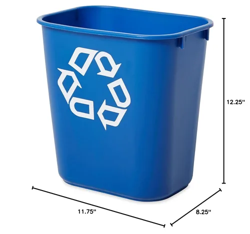 Vista 2 de Rubbermaid Commercial Products - Basurero de escritorio de resina plástica Azul