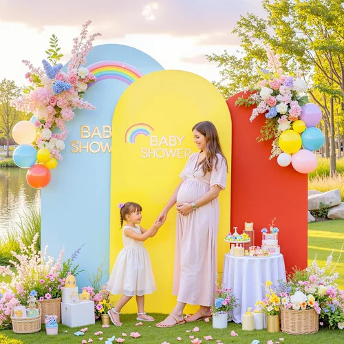 Vista 2 de Juego de 3 fundas elásticas para arco de arco iris de 6, 5, 4 pies, para arco de boda, juego de 3 fundas de elastano ajustadas, de tela azul