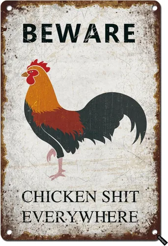 Vista 6 de Cartel de Crazy Chicken Lady – Letreros de gallinero – Área patrullada por Chicken Lady – Accesorios divertidos de carteles de pollo para decoración