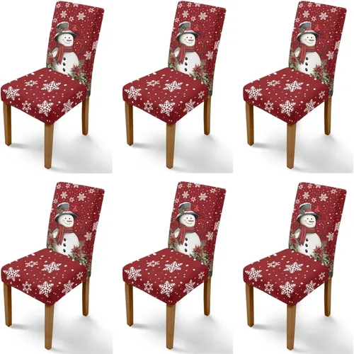 Vista 63 de Rnyleeg Fundas navideñas para sillas de comedor, fundas de asiento de comedor con estampado de campanas brillantes, juego de 1 funda suave y lavable