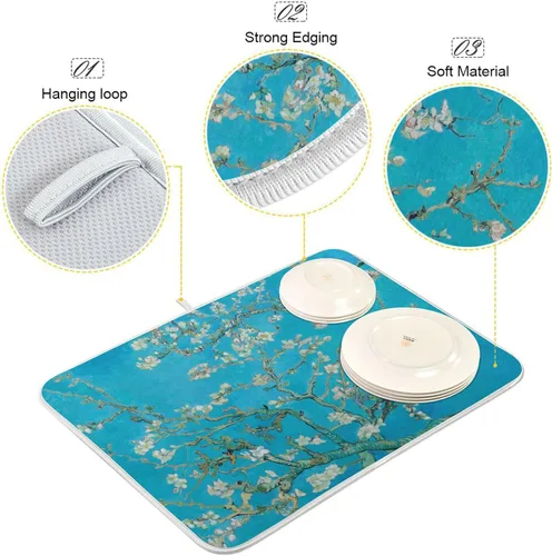 Vista 3 de Tapete grande de secado de platos para encimera de cocina, secadora absorbente, almohadilla de cocina resistente al calor, almohadilla para platos