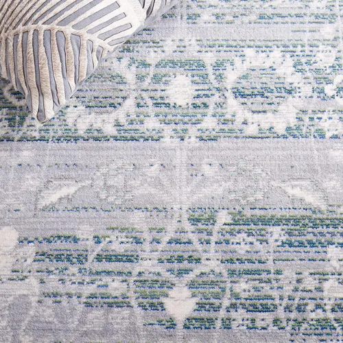 Vista 8 de SAFAVIEH Valencia Collection - Alfombra de pasillo de 2 pies 3 pulgadas x 12 pies, color gris y verde, diseño bohemio chic envejecido, no desprende