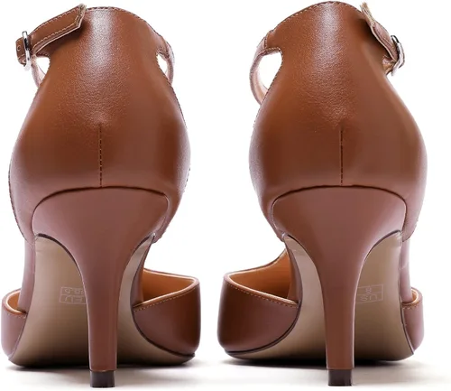 Vista 5 de SAMMITOP Zapatos de vestir con barra en T de tacón medio y correa en el tobillo para mujer