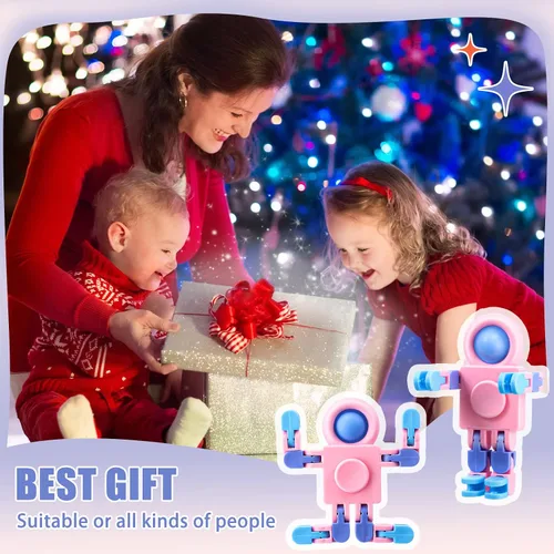 Vista 8 de Hanaive 8 piezas robot Fidget Spinners transformable con cadena de giroscopio para dedos, deformable, para aliviar el estrés, juguetes sensoriales