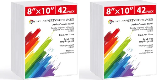 Vista 13 de Simetufy Paquete de 42 tableros de lienzo pequeños de 5 x 7 pulgadas para pintar, paneles de lienzo planos preimprimados de 8 onzas, sin ácidos