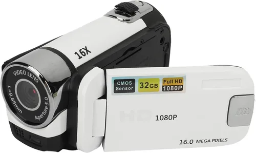 Vista 2 de Cámara Digital de 16MP, Videocámara de 2.4 1080P con Zoom 16X y Pantalla Giratoria con Luz de Relleno, Cámara USB para Vlogging de Video, Viaje Negro