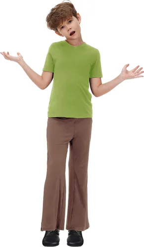 Vista 4 de Remimi Conjunto de ropa de Halloween para niños, conjunto de camisa y pantalones con bufanda roja, 3-14 años