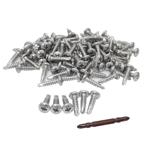 Vista 6 de Tornillos autorroscantes de acero inoxidable 410 #8 x 3/4" (19mm) Tornillos autoperforantes Phillips Pan Head Tornillos autoperforantes 100 piezas
