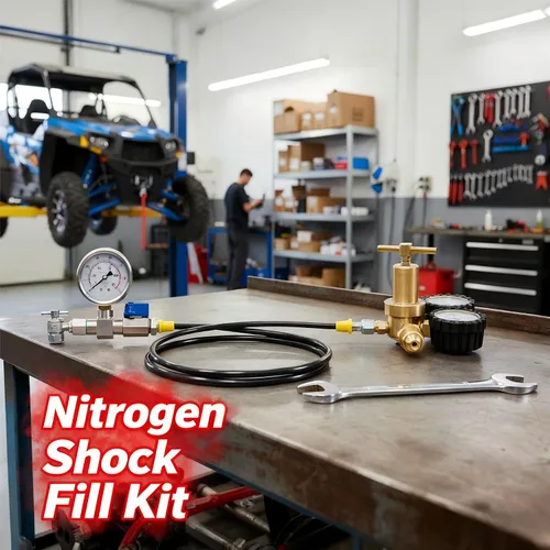 Vista 5 de Kit de recarga de nitrógeno ENYSAON con manómetro de nitrógeno de 700 psi y manguera flexible de alta presión de 10 pulgadas. Herramienta de recarga