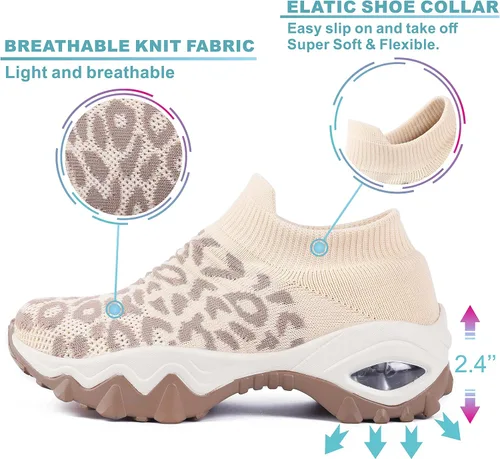 Vista 9 de ENOSKY Zapatos antideslizantes para mujer zapatos de soporte de arco para mujer zapatos de aumento de altura zapatos de trabajo para mujer zapatos