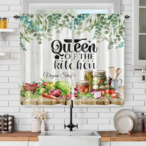Vista 50 de Cortinas de ventana de cosecha de otoño, marco de madera rústica, cortinas florales de pacas de heno y calabaza, cenefa de cocina de Acción
