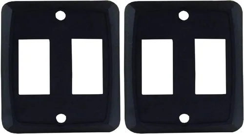 Vista 2 de JR Products 12885 Placa frontal negra de doble interruptor