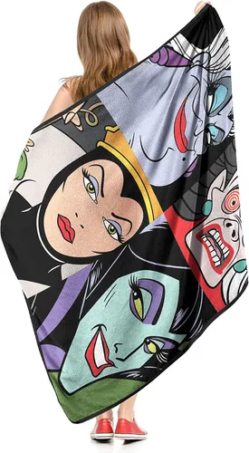 Vista 6 de Northwest Disney Villains Micro Raschel - Manta de 46 x 60 pulgadas, Retratos del mal