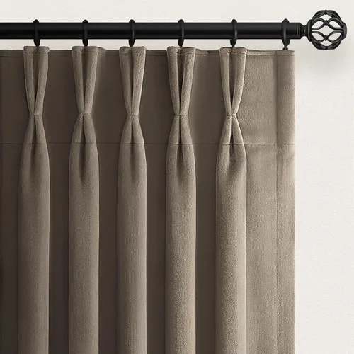 Vista 28 de Cortinas opacas de terciopelo gris pardo de 96 pulgadas de largo, para sala de estar y dormitorio, modernas, elegantes y de lujo, bloqueo de luz