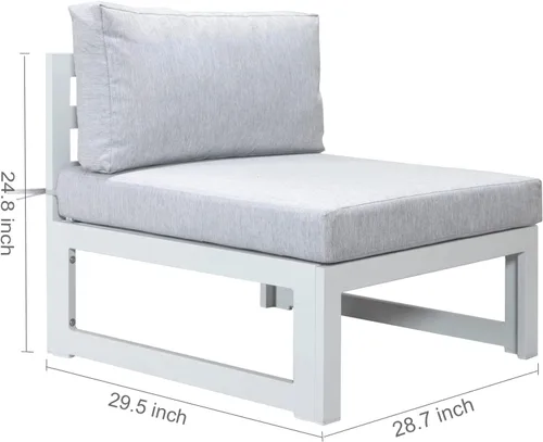Vista 2 de RADIATA El sofá blanco de aluminio 2 pedazos sillas sin brazos al aire libre muebles de patio liquidación
