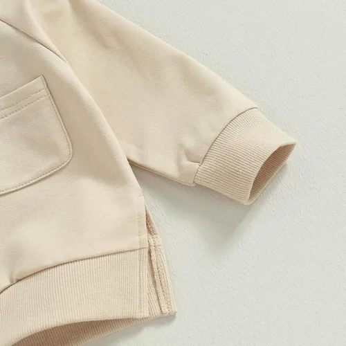 Vista 4 de Conjunto de sudadera de manga larga con cuello redondo y pantalones deportivos para bebés, ropa de invierno para bebé