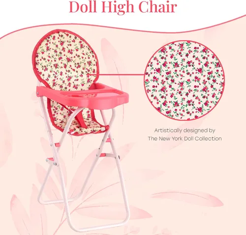 Vista 2 de Silla alta plegable para muñeca de bebé, accesorios para muñecas, muñecas y accesorios para silla alta para muñecas de 18 pulgadas, juego