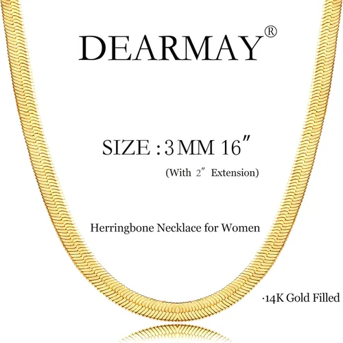 Vista 5 de DEARMAY 14K Gold Necklaces for Women, Dainty Gold Herringbone Choker Necklace for Women Thin Layered Chunky Snake Chain Necklaces Jewelry for Teen