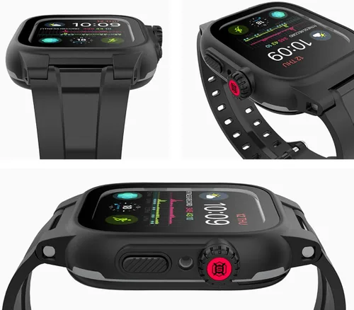 Vista 5 de Funda impermeable para Apple Watch de 1.732 pulgadas, funda de protección de cuerpo completo IP68 con pantalla y correa integradas, funda