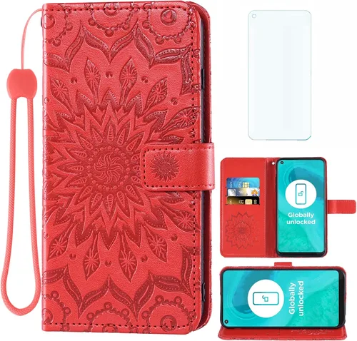 Vista 8 de Asuwish Funda de teléfono para Moto G Fast 2020 con protector de pantalla de vidrio templado y funda delgada de cuero, soporte para tarjetas Azul