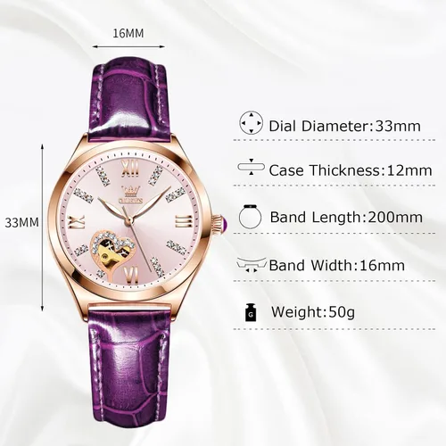 Vista 4 de RORIOS Reloj mecánico automático para mujer, reloj automático con correa de piel, luminoso, para mujer