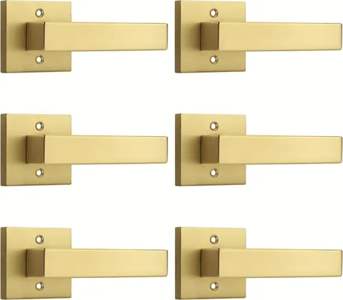 Vista 20 de Probrico - 1 manija inactiva dorada para puerta, moderna, para armario, resistente, para interior, sin giro, reversible para lado derecho e izquierdo