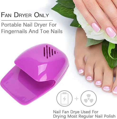 Vista 4 de FILFEEL Secador de uñas portátil, mini ventilador de uñas para esmalte de uñas regular y de gel, funciona con pilas, morado
