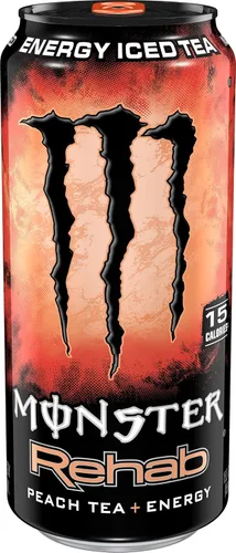 Vista 30 de Monster Energy Rehab Té Verde + Energía, Té Helado Energético, Bebida Energética 15.5 onzas (Paquete de 15) Té helado energético, paquete de 15