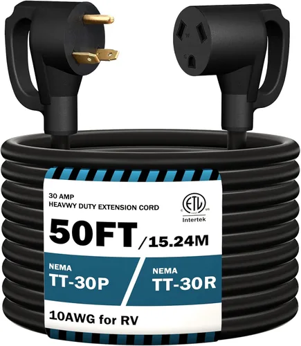 Vista 10 de STRIGHT Cable de Extensión para RV de 10 Pies 30 Amp, Cable de Extensión de Energía para RV NEMA TT-30P Macho a TT-30R Hembra Trabajo Pesado Calibre