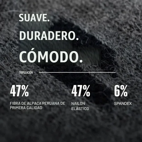 Vista 5 de HOLLOW Calcetines de alpaca para hombres y mujeres, absorben la humedad negro (1 unidad)