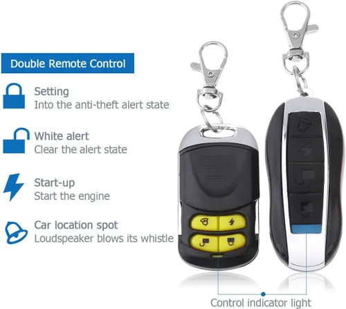 Vista 2 de Sistema de alarma de motocicleta Sistema de seguridad antirrobo con control remoto doble 12v universal