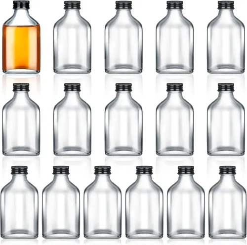 Vista 11 de Patelai 1 mini botellas de vidrio a granel con tapas, botellas de licor transparentes, botellas vacías de alcohol, embotellado de bebidas