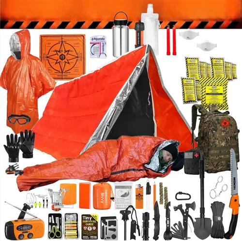 Vista 12 de Kit de supervivencia de 48 horas – 228 piezas de equipo de supervivencia y suministros, mochila de emergencia de 45 L, primeros auxilios, filtro