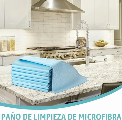 Vista 7 de Tatuo 18 paños de limpieza de vidrio de microfibra, 16 x 16 pulgadas, azul gris Lint Free Glass Cleaning Cloth, Streak Free, Reusable, Quickly
