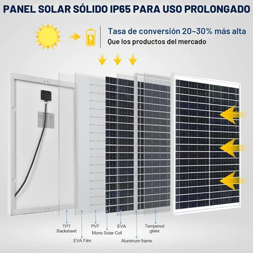 Vista 6 de ECO-WORTHY Panel solar de 10, 20, 30, 50 watts para cargar baterías de 12 voltios.