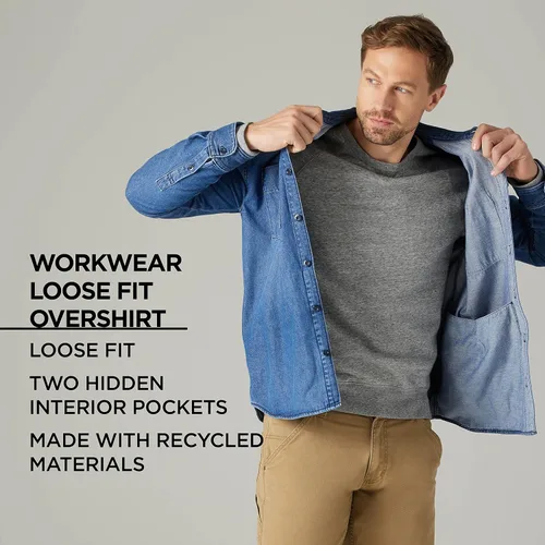 Vista 6 de Lee Overshirt de manga larga con botones y ajuste holgado para hombre