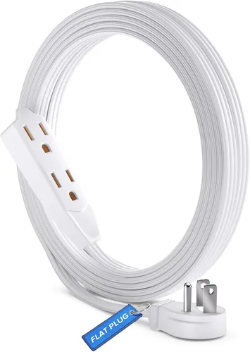 Vista 11 de Maximm Cable de extensión de enchufe plano de 1 pie / cable, salida múltiple - Cable de extensión de enchufe en ángulo de 3 clavijas - Negro
