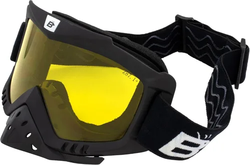 Vista 7 de Birdz Gafas Toucan para motocicleta, ATV, UTV, motocross, esquí, gafas acolchadas con protector de nariz desmontable, marco negro Claro